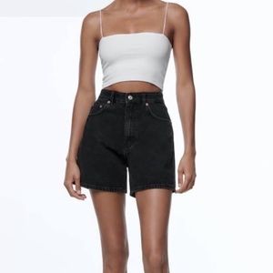 zara black denim shorts